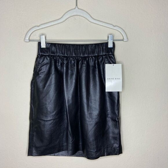 NWT Anine Bing Soto Vegan Leather Mini Black  Skirt Size XS - Picture 10 of 15